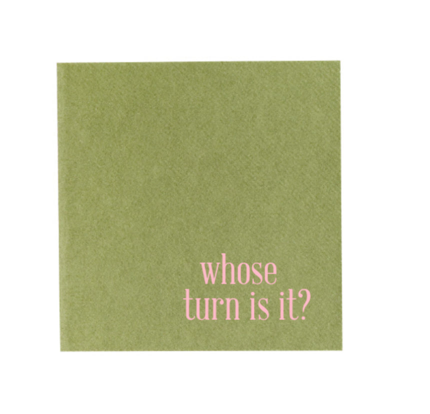 MahJongg Napkins | Whose turn is it? (Green/Pink)
