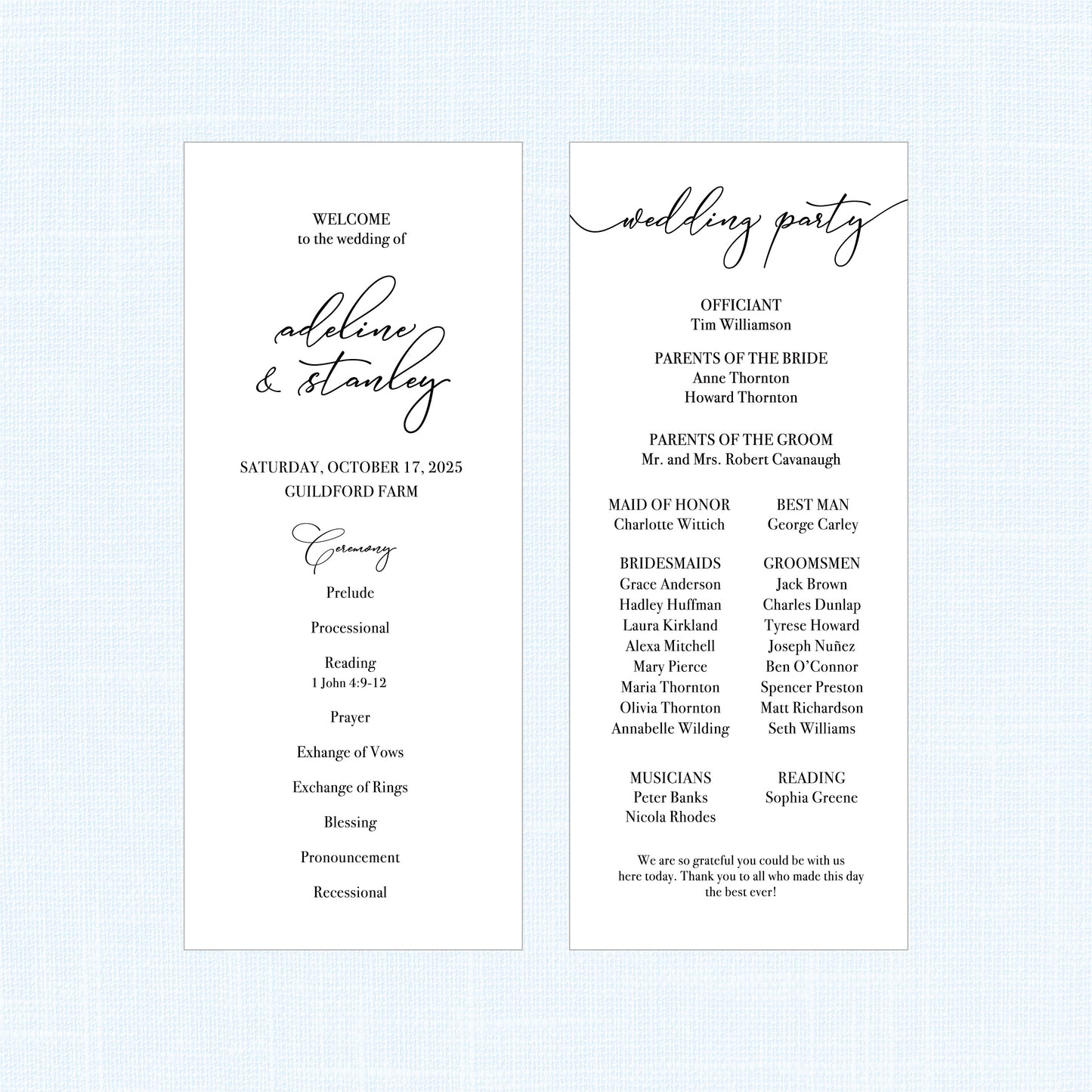 Wedding | Holly Collection | Program