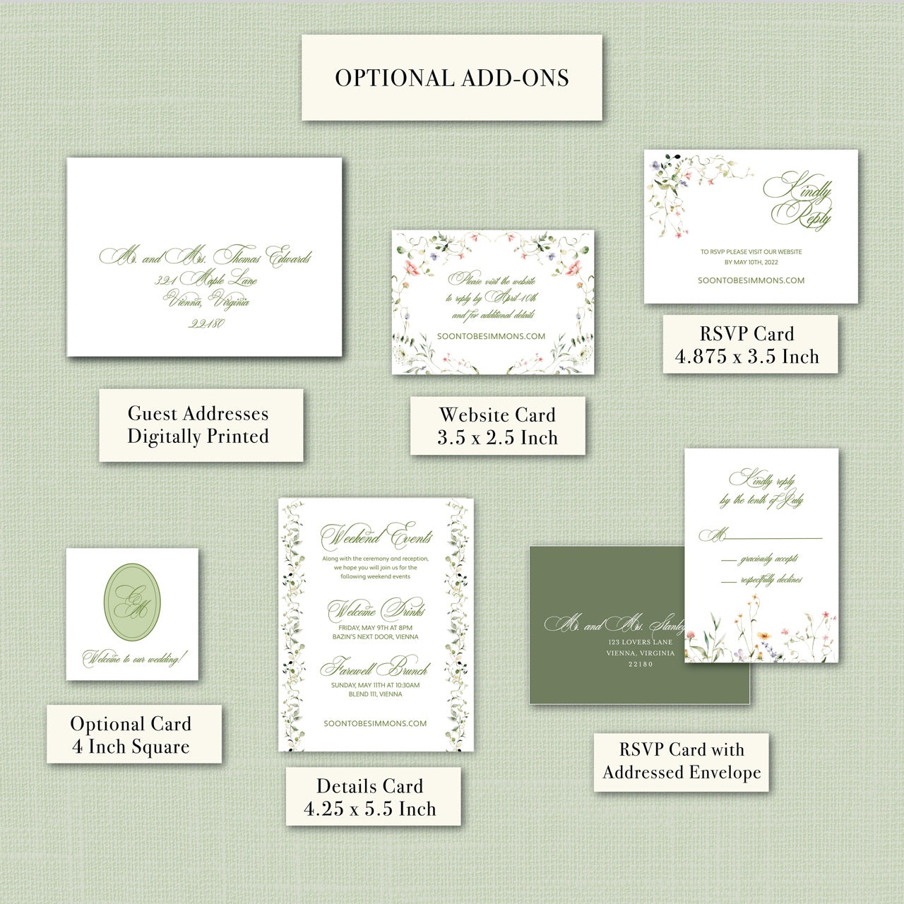 Wedding | Wildflower Collection | Additional Card (4 Inch Square)