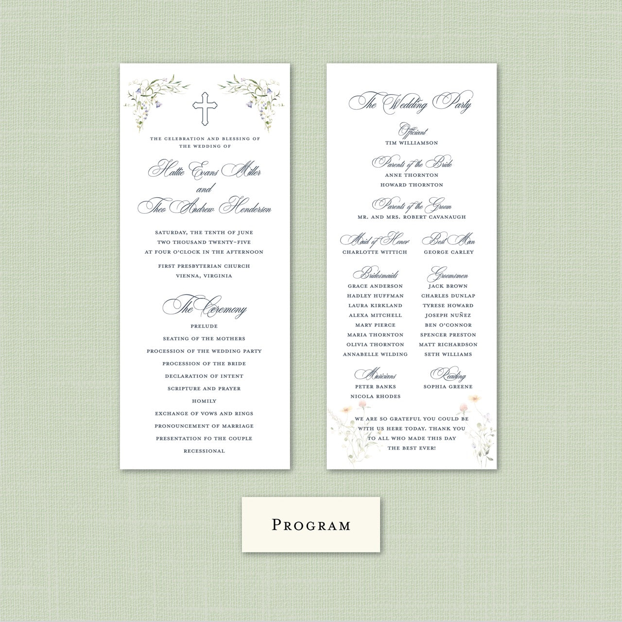 Wedding | Wildflower Collection | Program
