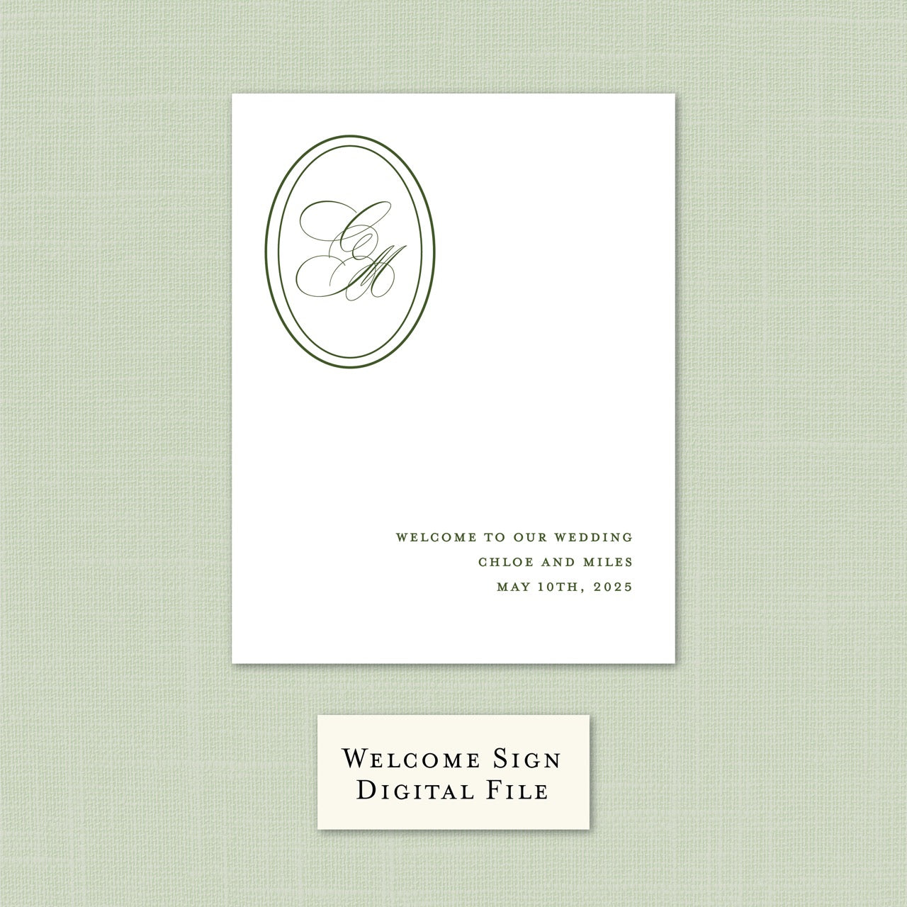 Wedding | Oval Initials | Welcome Sign (PDF File)