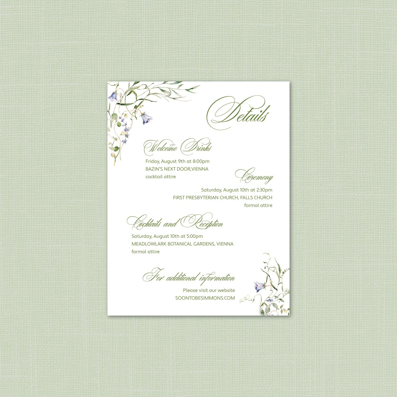 Wedding | Wildflower Collection | Details Card