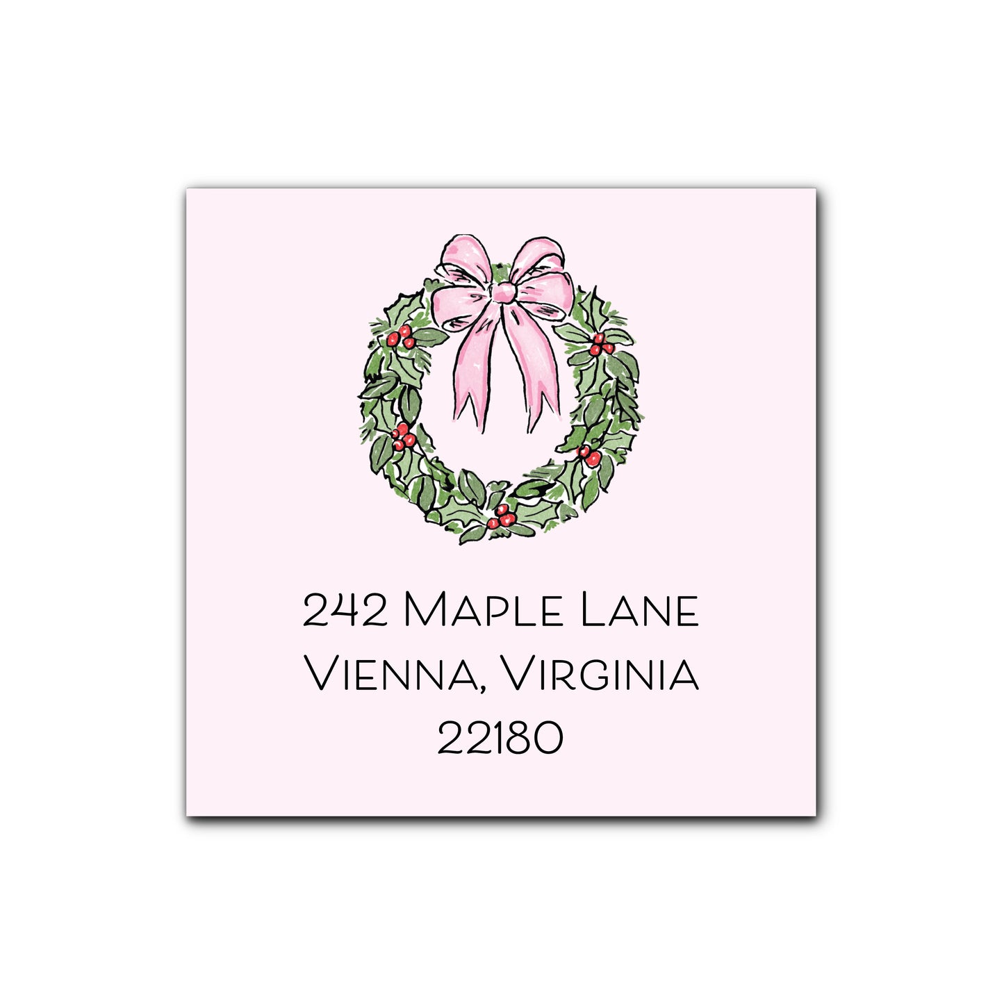 Holiday Address Label | Holiday Wreath (Red, Pink, Blue)
