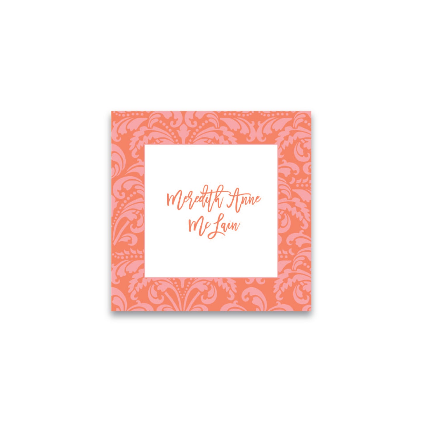 Gift Tag | Sticker | Bag Tag | Pink and Orange Damask