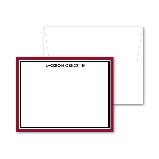 Flat Notecard | Burgundy and Black Border