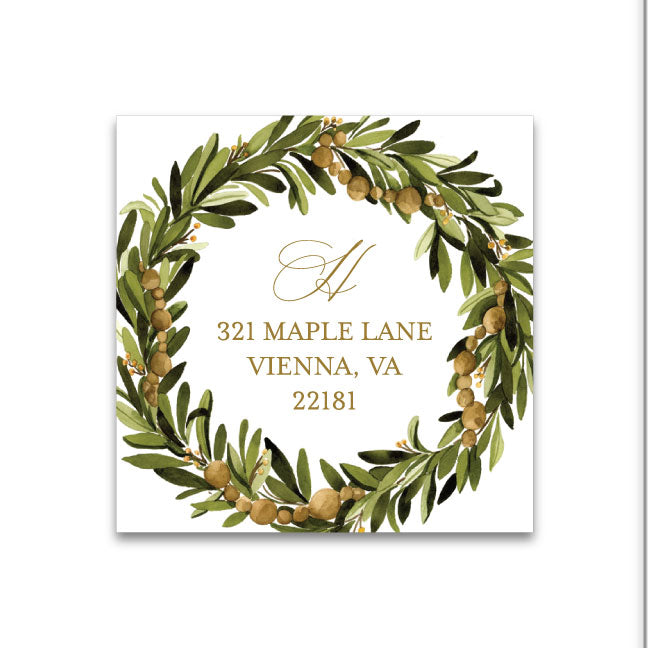 Holiday Return Address Label | Gold Bead Garland