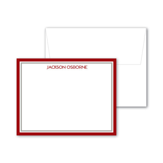 Flat Notecard | Maroon and Gray Border
