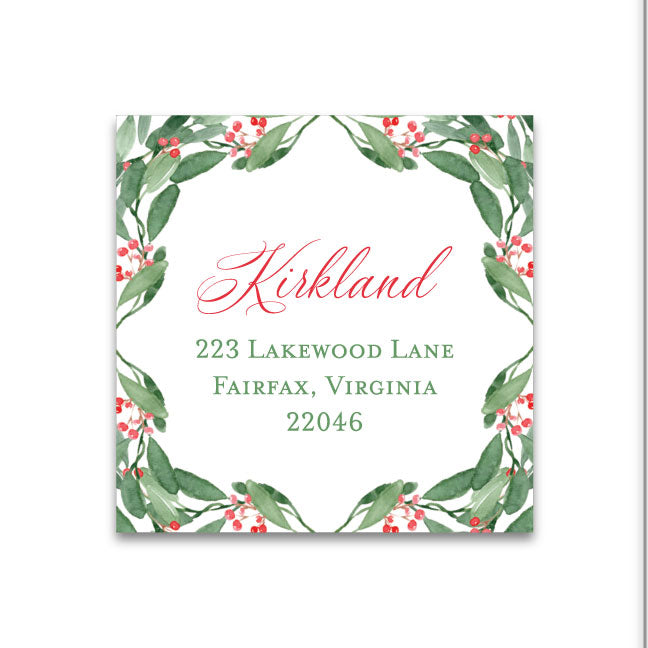 Holiday Return Address Label | Red Berries