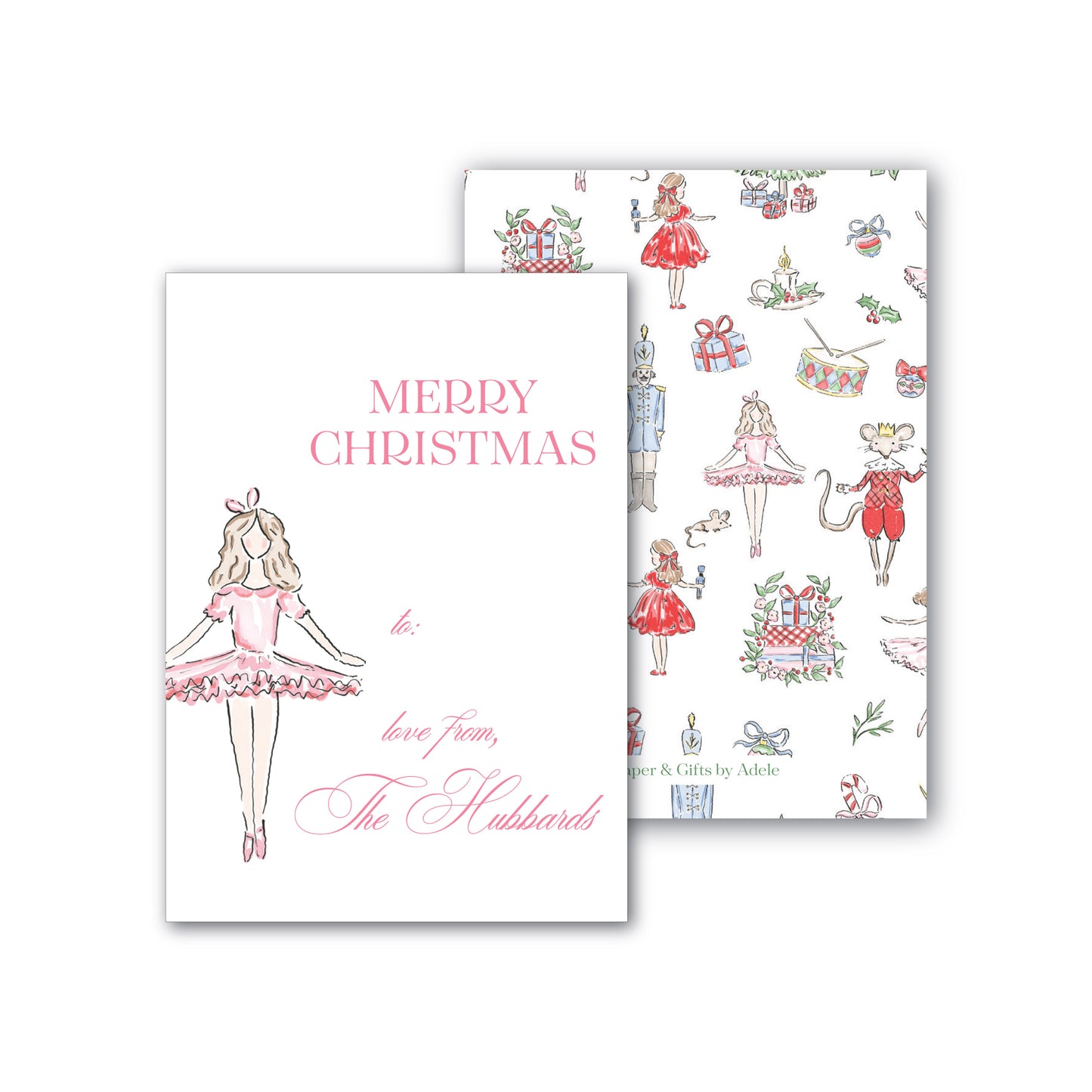 Holiday Gift Tag or Sticker | Pastel Nutcracker Pink Ballet 1