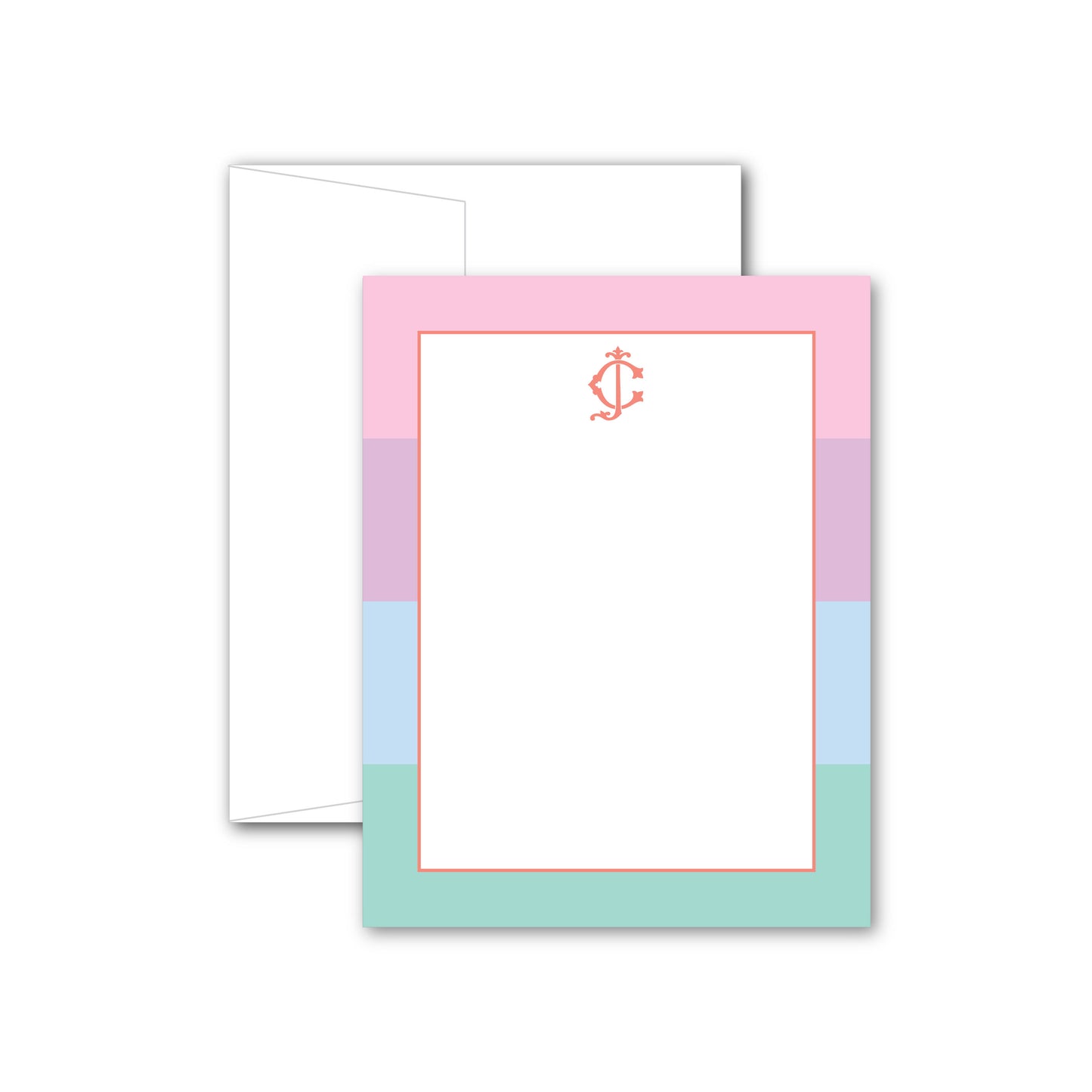 Flat Notecard | Bold Stripes with Duogram (Pastels)