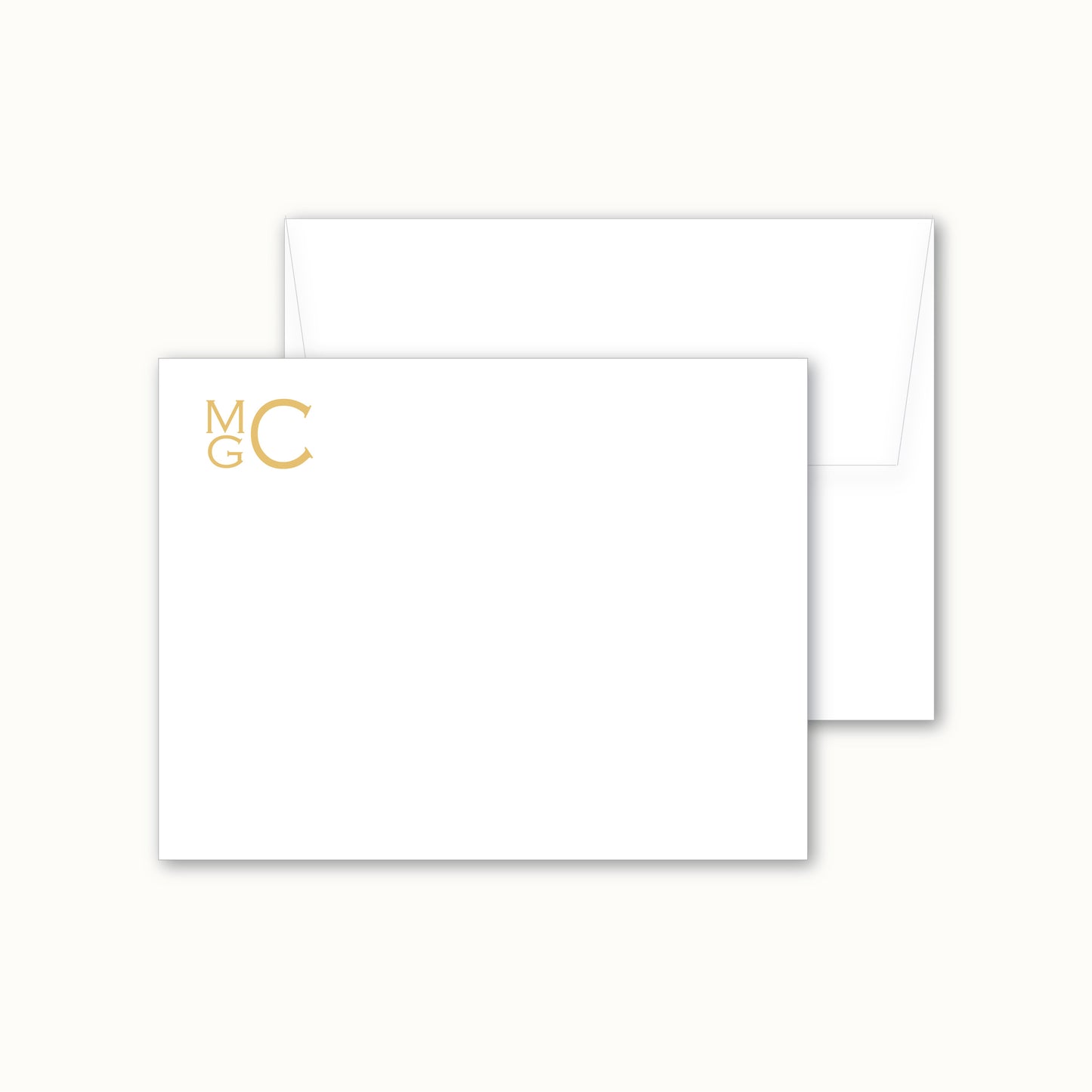 Flat Notecard | Stacked Monogram in Copperplate Font