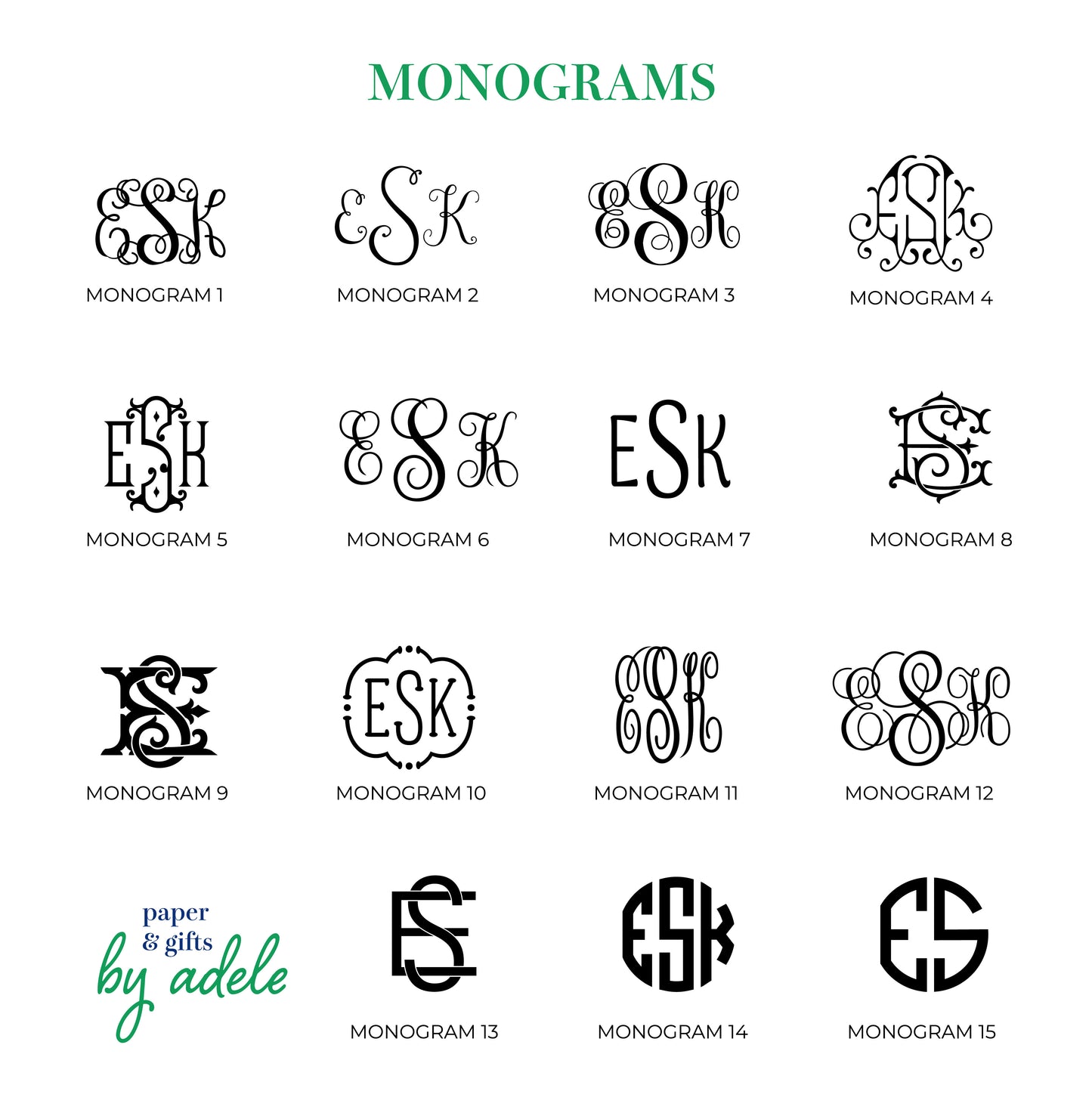 Flat Notecard | Bold Stripes with Duogram (Greens & Gold)