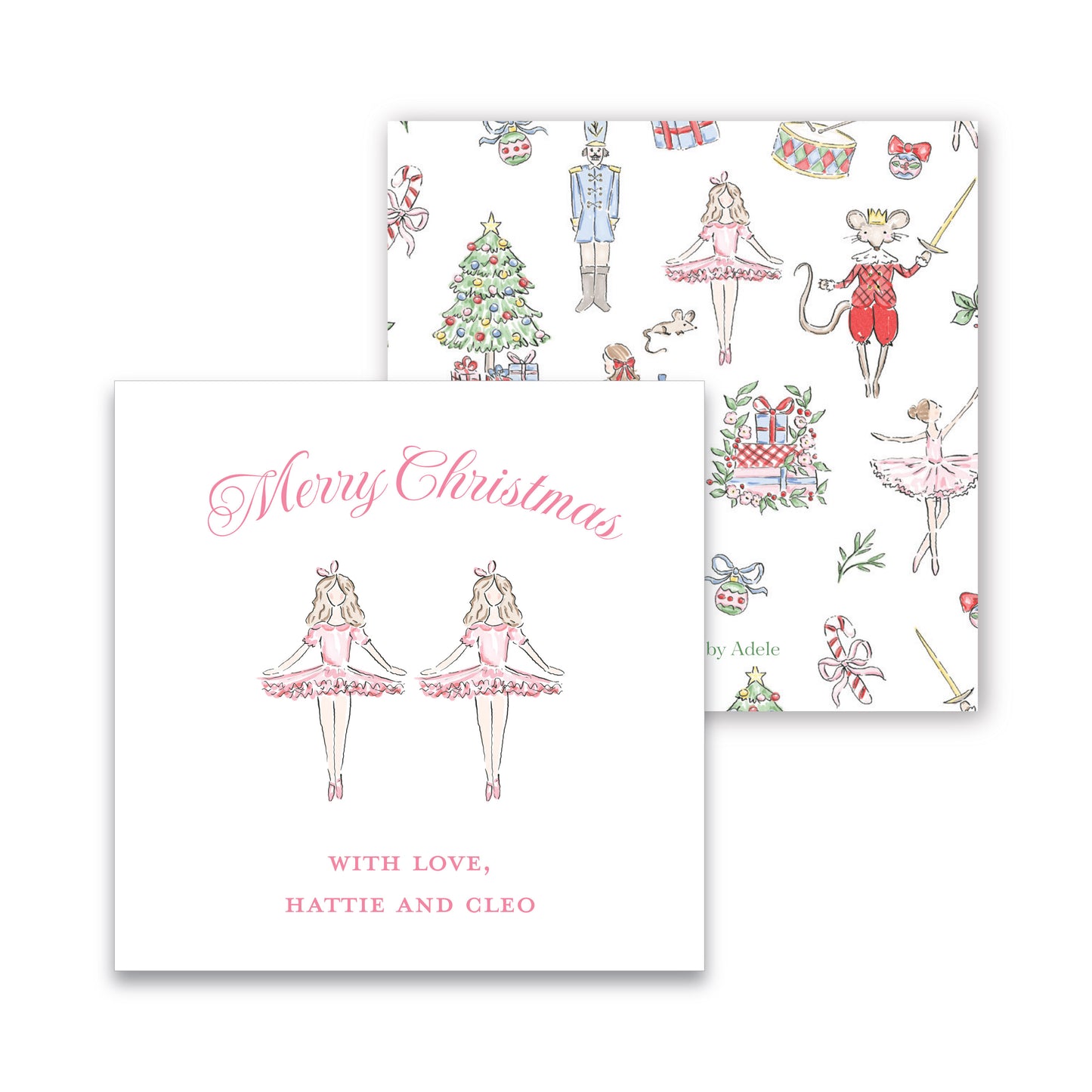 Holiday Gift Tag or Sticker | Pastel Nutcracker Pink (Square Tag or Sticker)