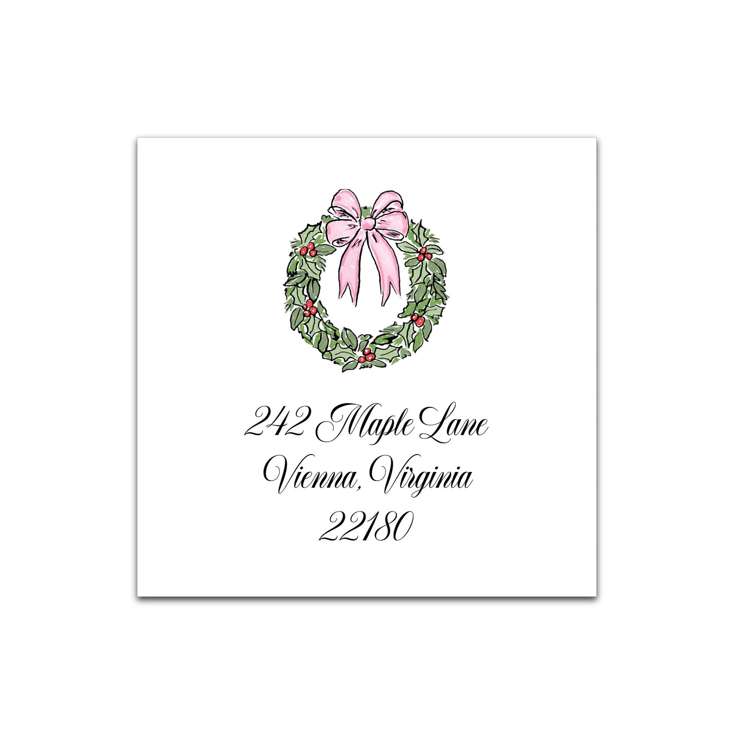 Holiday Address Label | Holiday Wreath (Red, Pink, Blue)