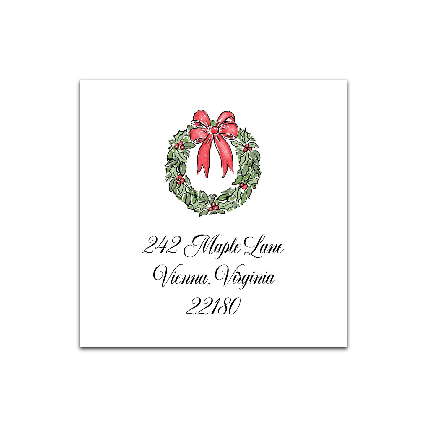Holiday Address Label | Holiday Wreath (Red, Pink, Blue)