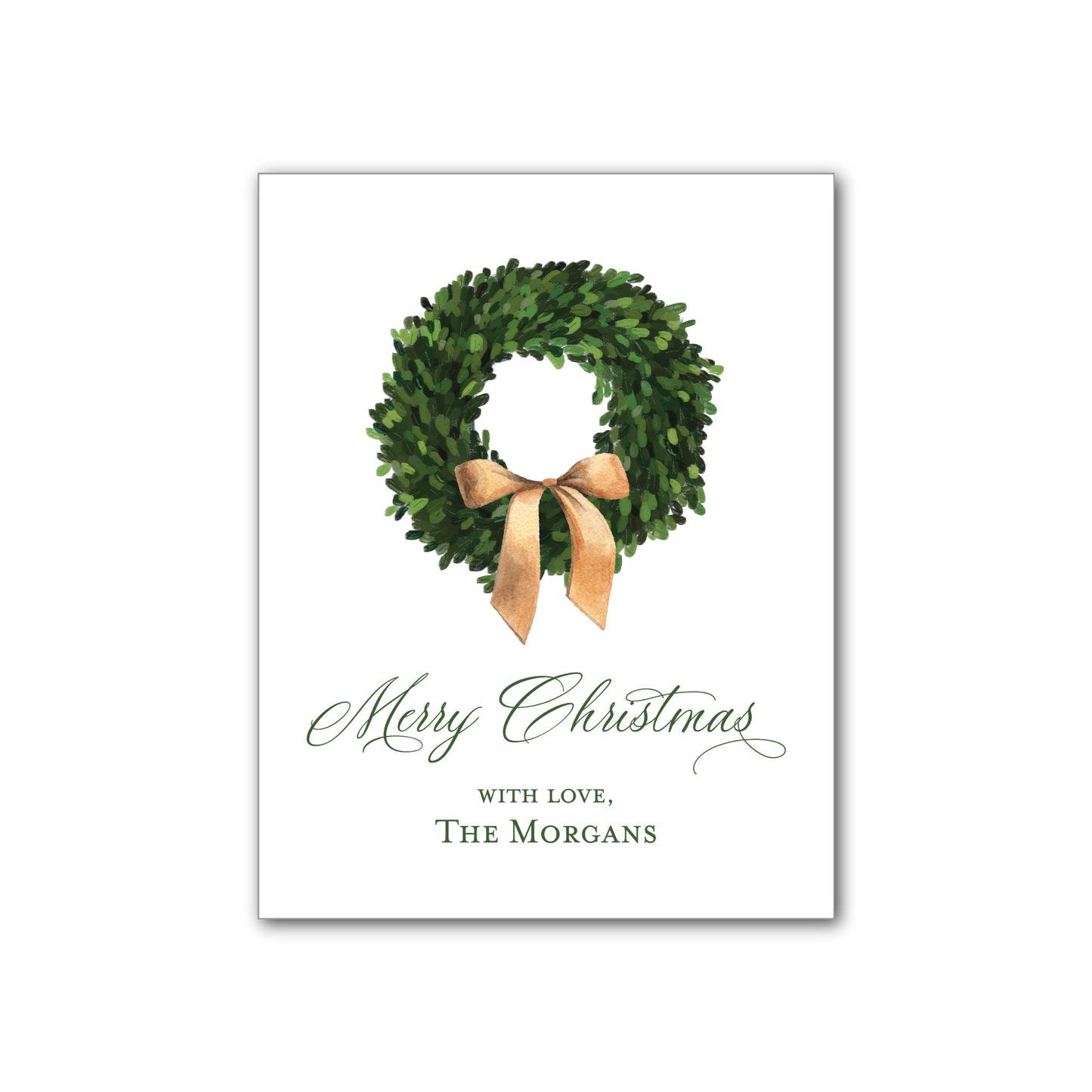 Small Holiday Card | Gold Ribbon Wreath
