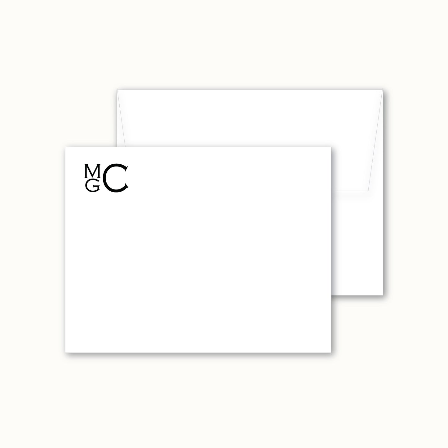 Flat Notecard | Stacked Monogram in Copperplate Font