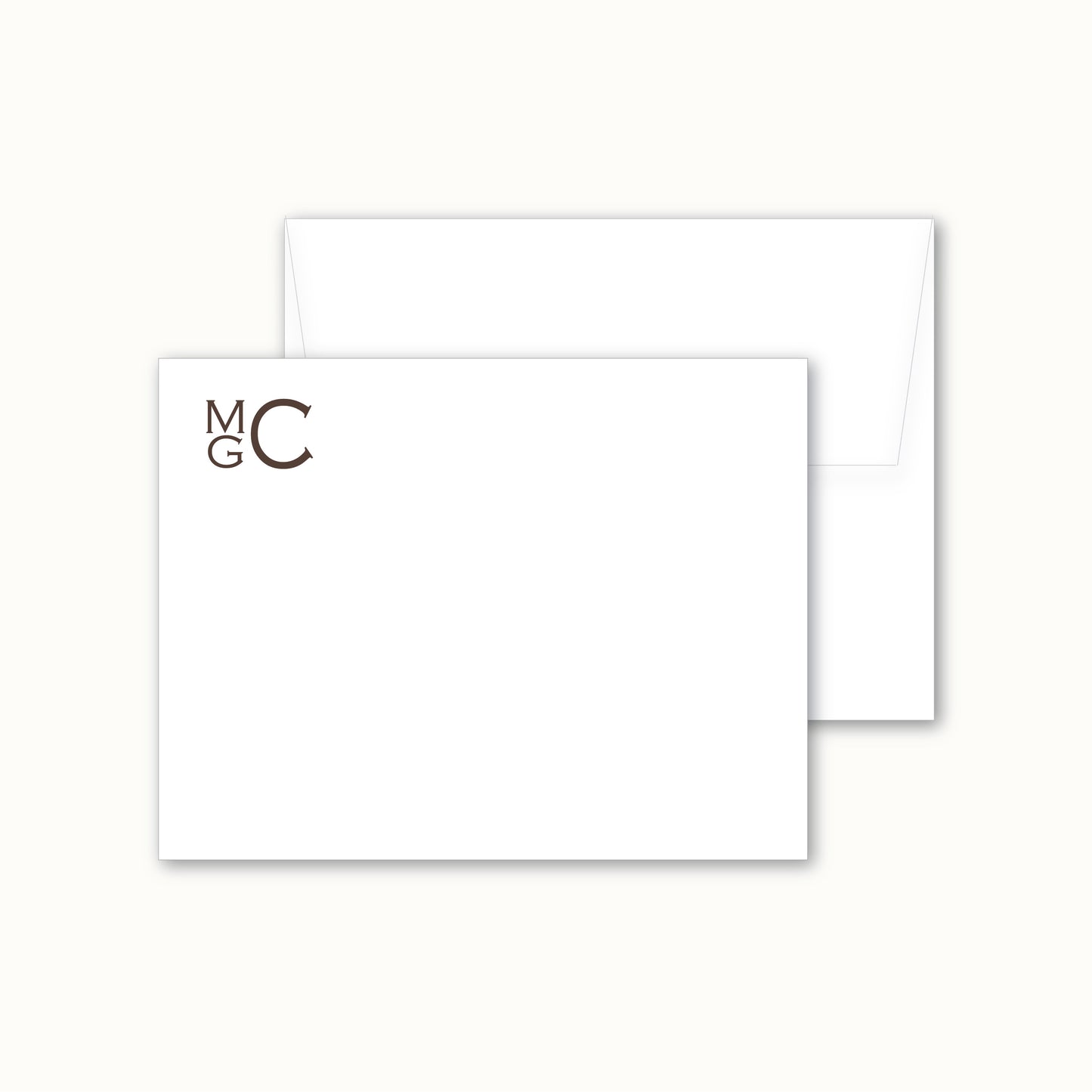 Flat Notecard | Stacked Monogram in Copperplate Font