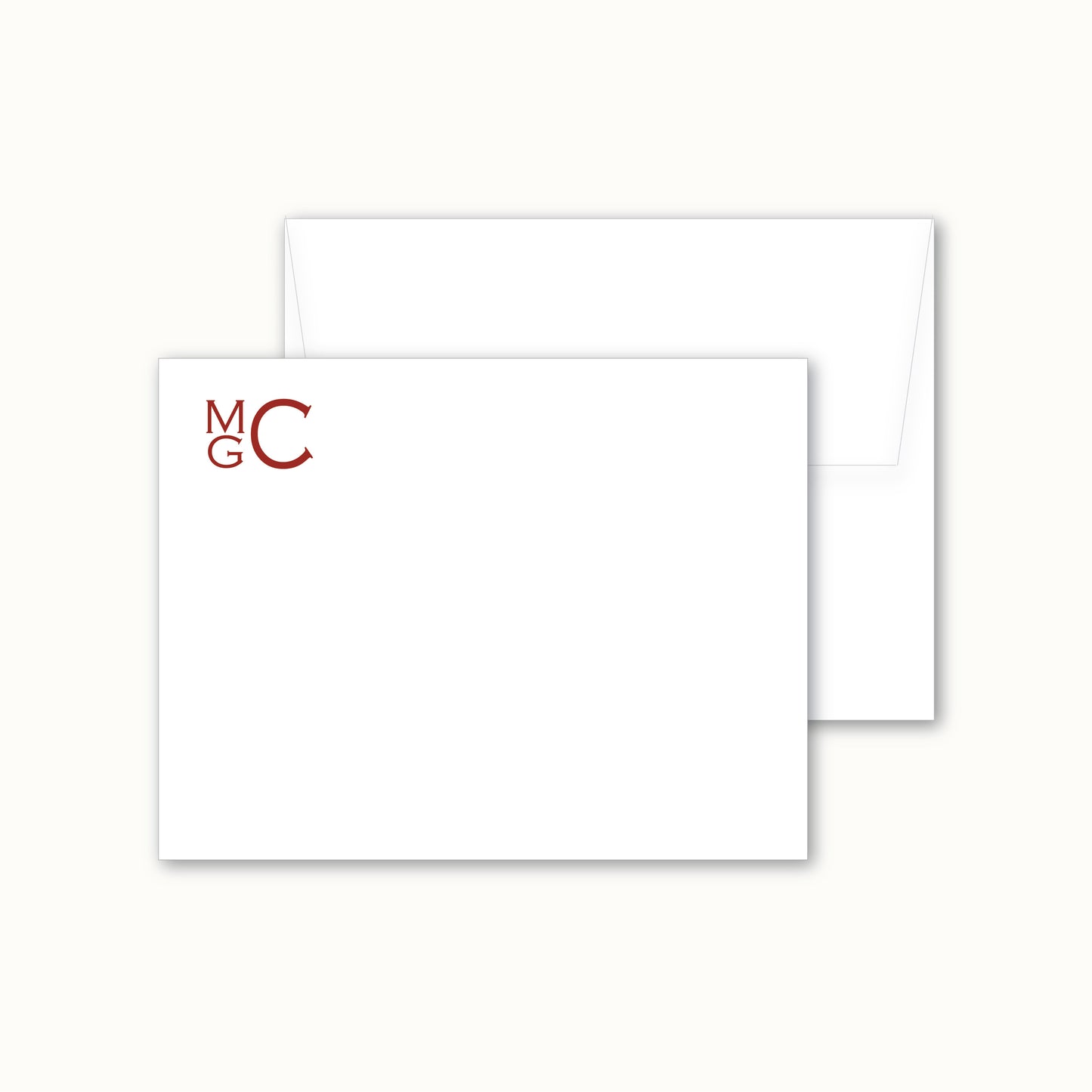 Flat Notecard | Stacked Monogram in Copperplate Font