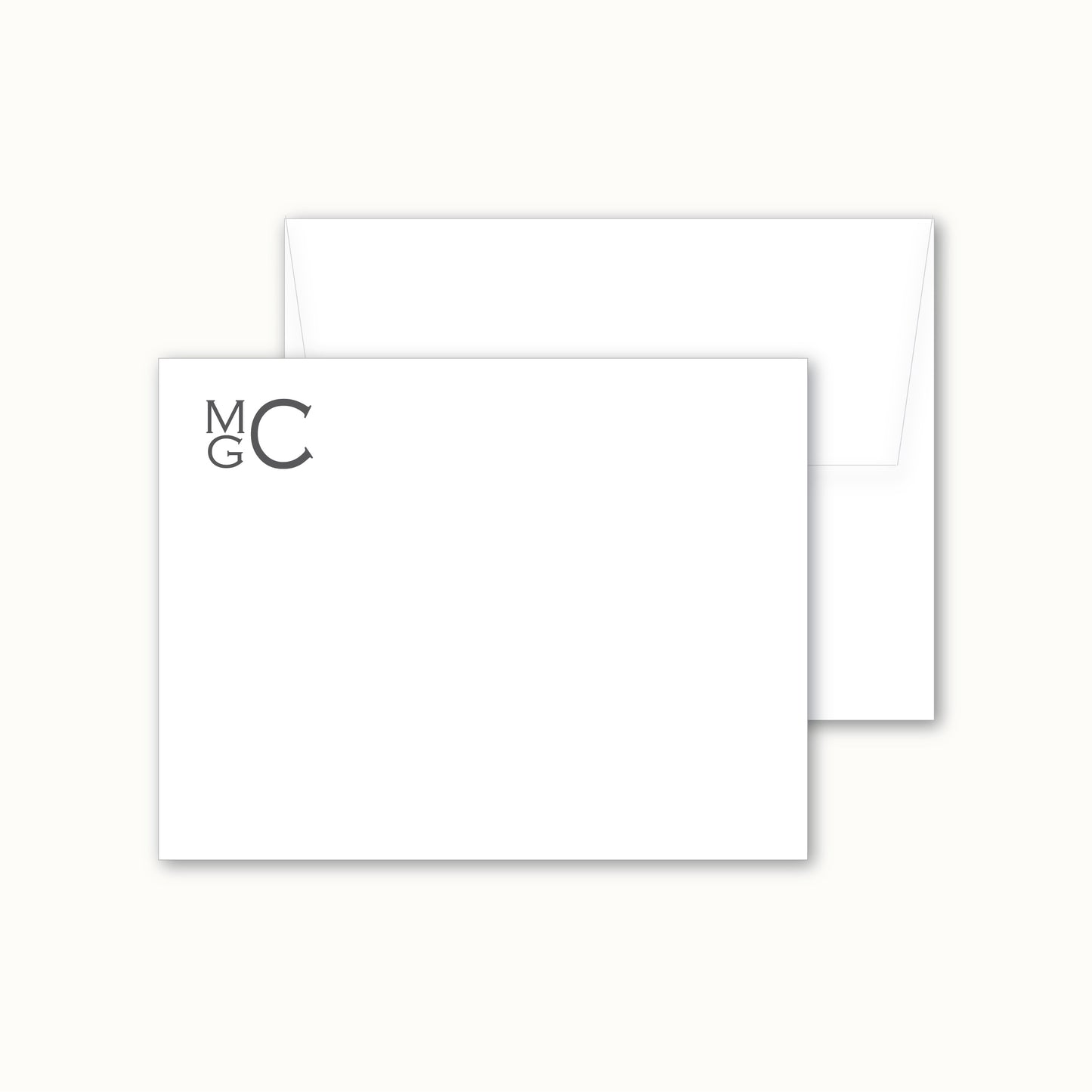 Flat Notecard | Stacked Monogram in Copperplate Font