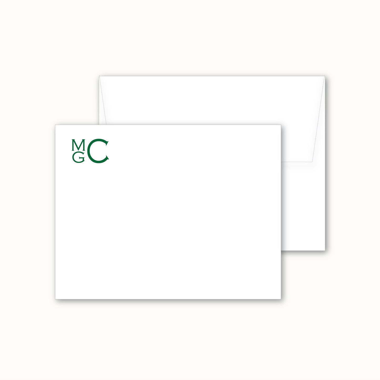 Flat Notecard | Stacked Monogram in Copperplate Font