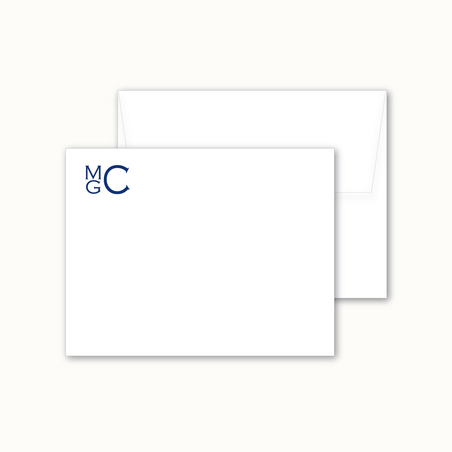 Flat Notecard | Stacked Monogram in Copperplate Font