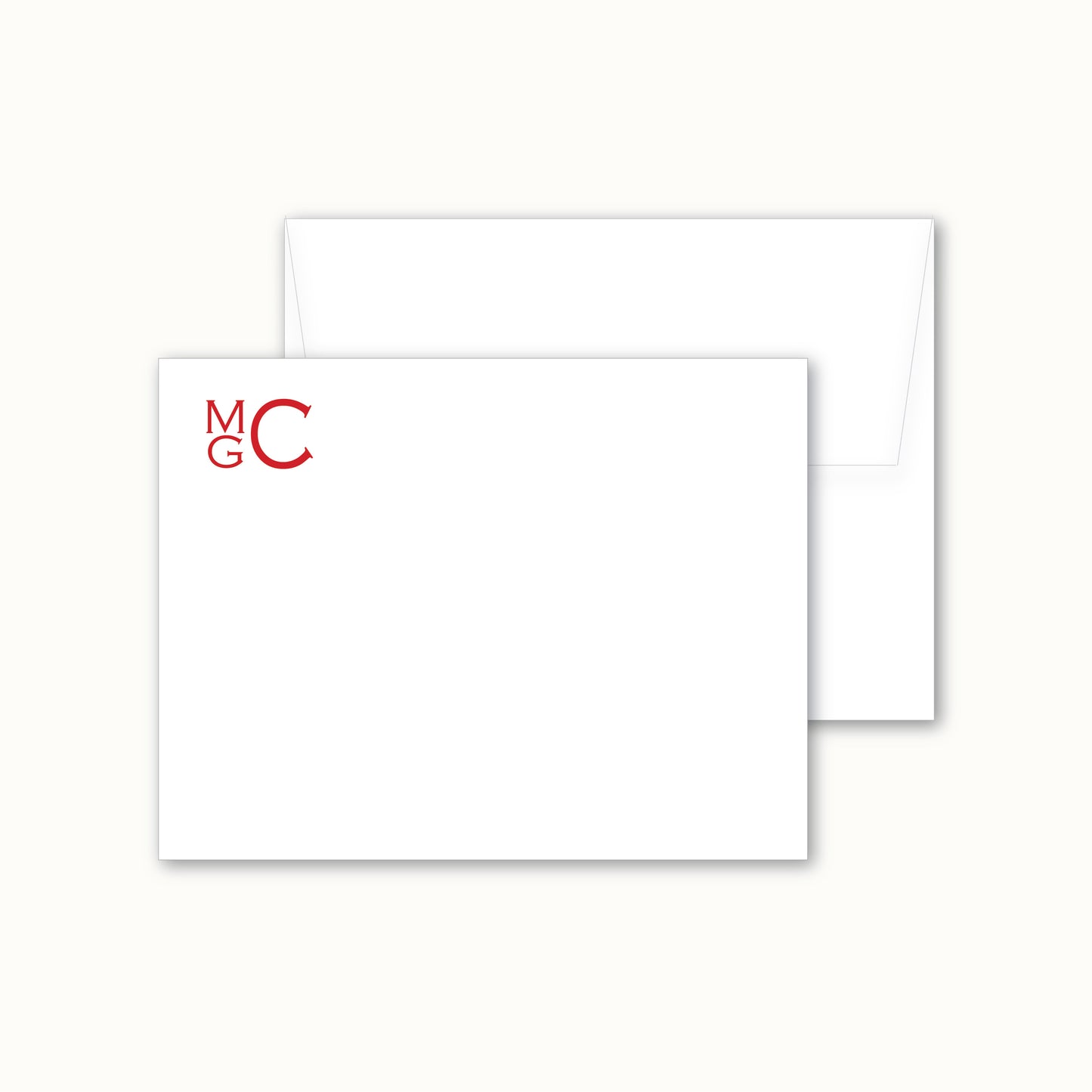 Flat Notecard | Stacked Monogram in Copperplate Font