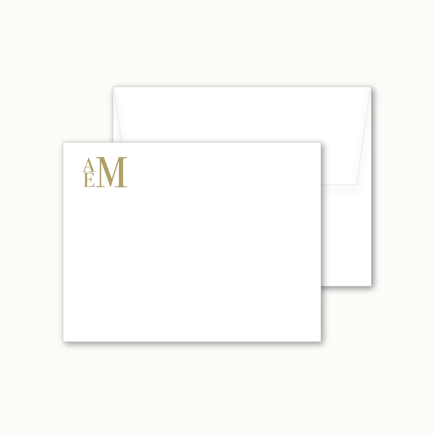 Flat Notecard | Stacked Monogram in Traditional Serif Font