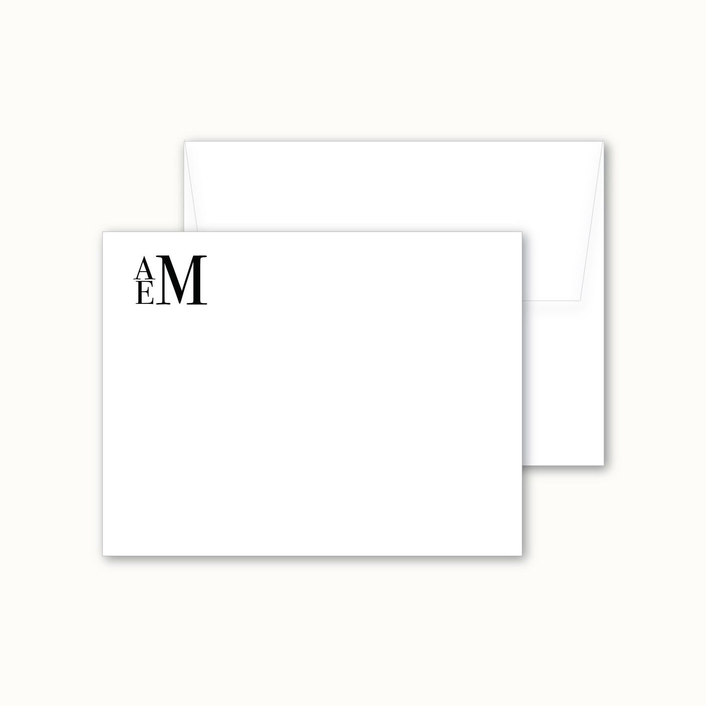 Flat Notecard | Stacked Monogram in Traditional Serif Font