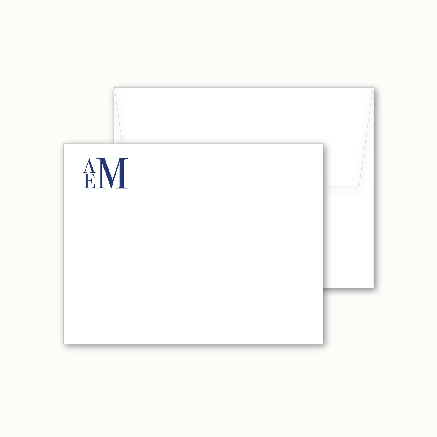 Flat Notecard | Stacked Monogram in Traditional Serif Font