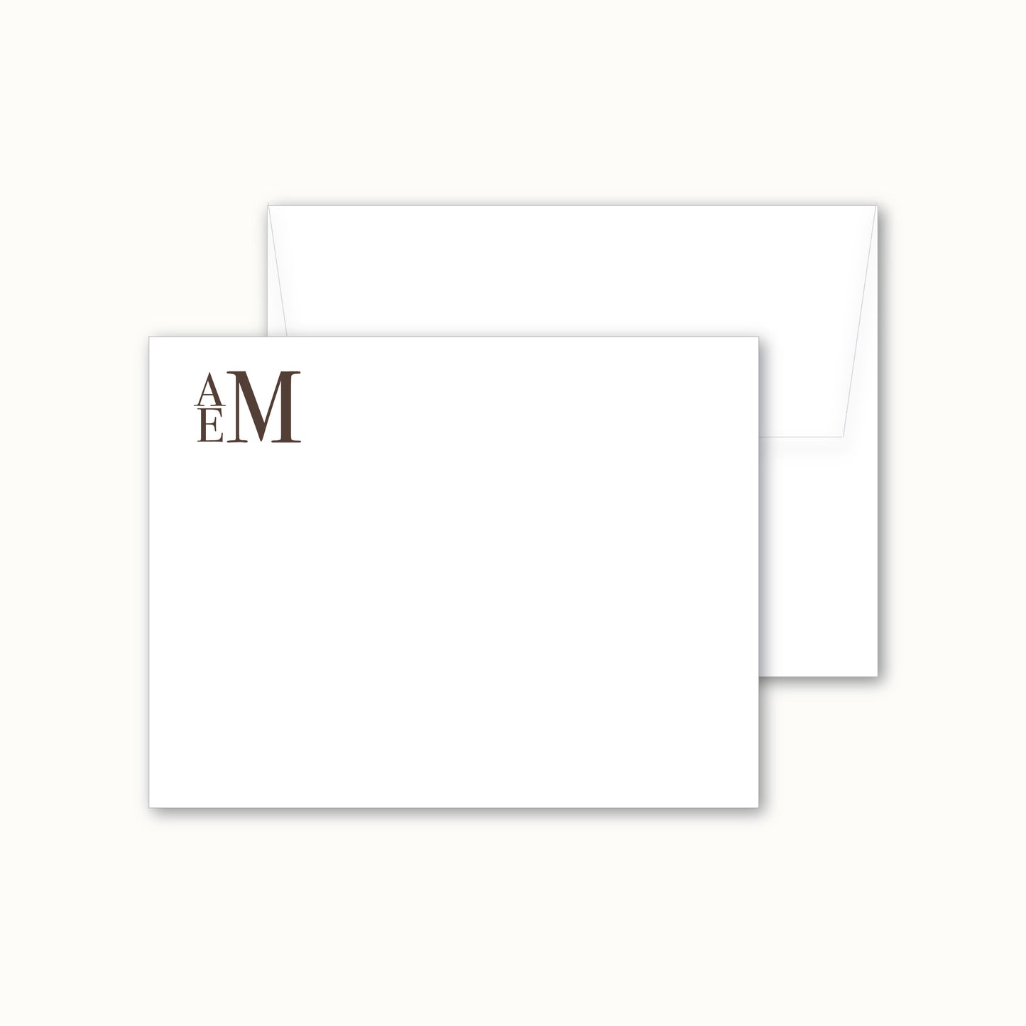 Flat Notecard | Stacked Monogram in Traditional Serif Font