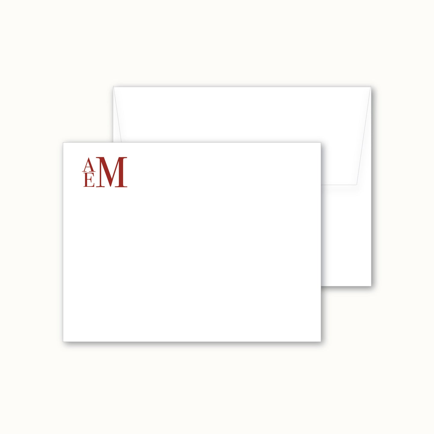 Flat Notecard | Stacked Monogram in Traditional Serif Font