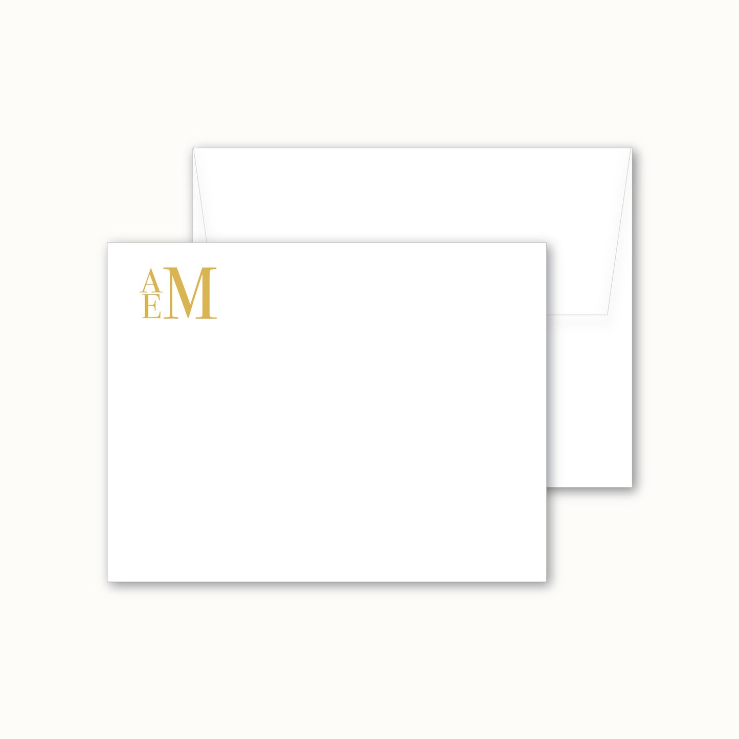 Flat Notecard | Stacked Monogram in Traditional Serif Font