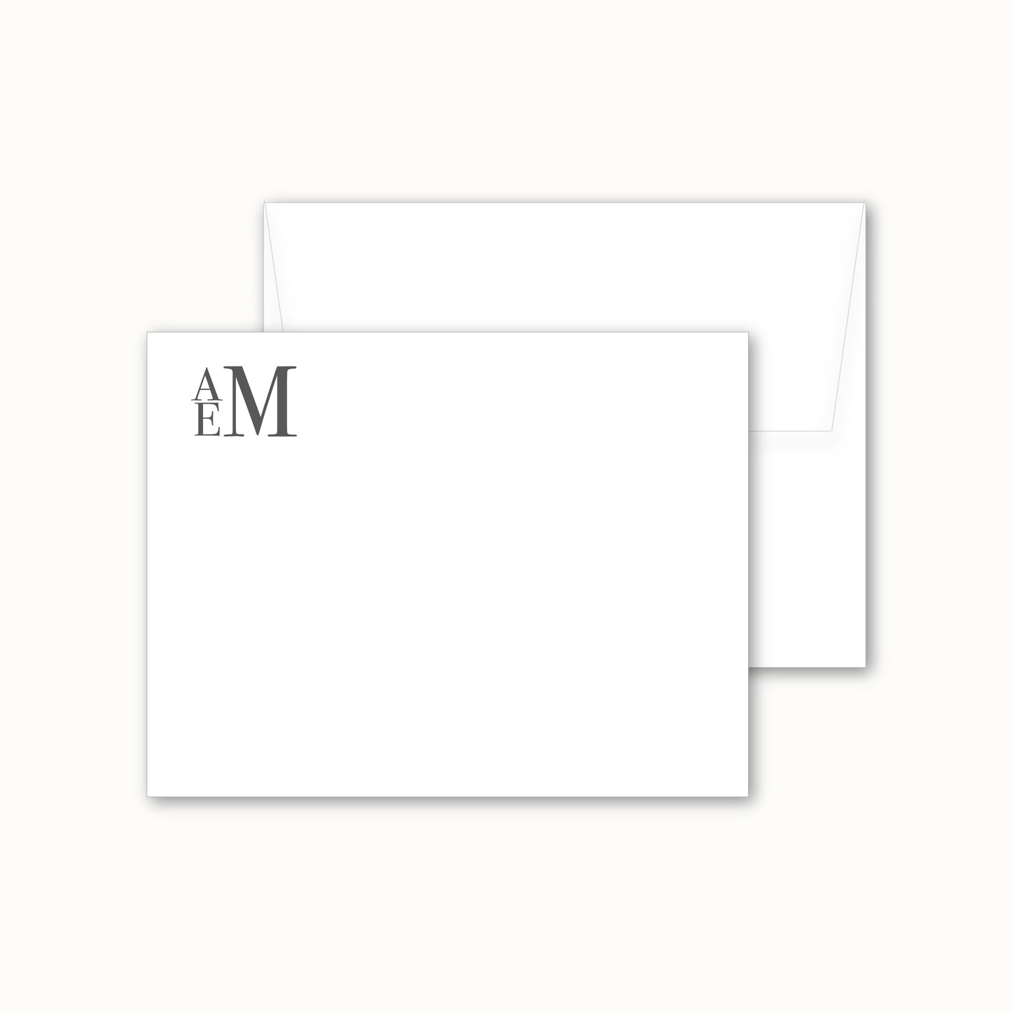 Flat Notecard | Stacked Monogram in Traditional Serif Font
