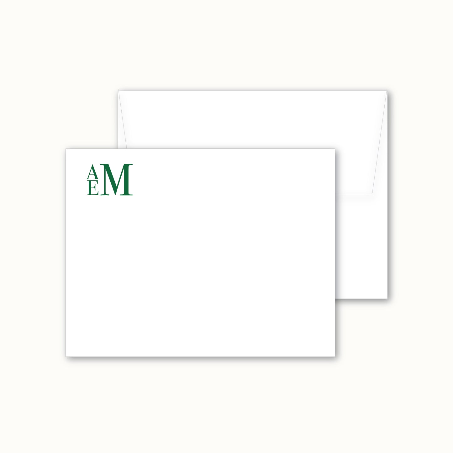 Flat Notecard | Stacked Monogram in Traditional Serif Font