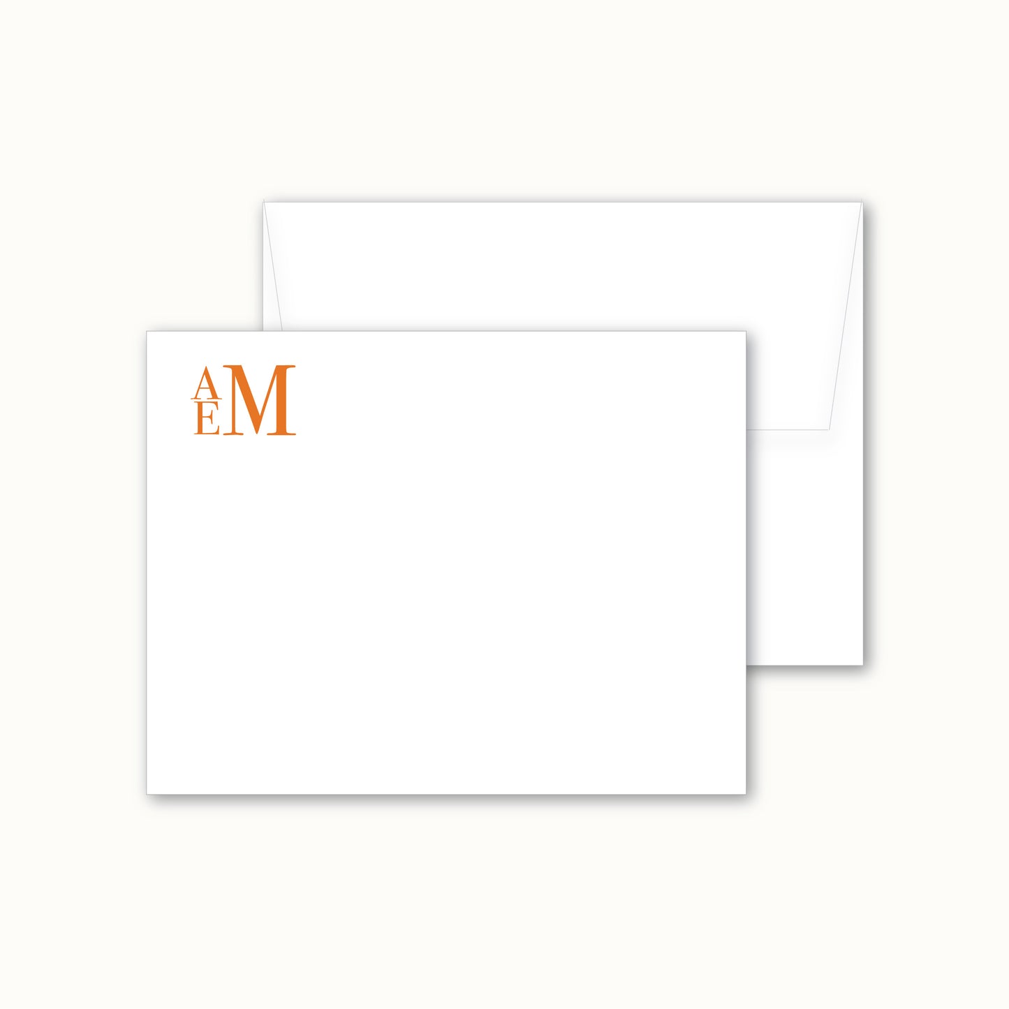 Flat Notecard | Stacked Monogram in Traditional Serif Font