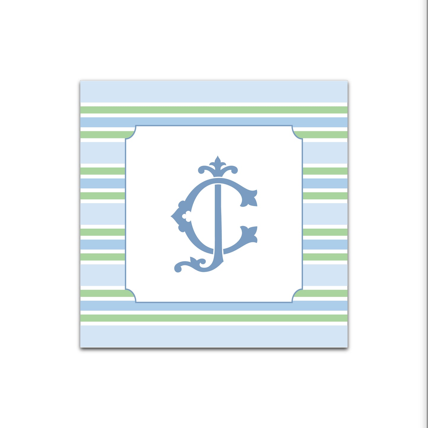 Gift Tag | Sticker | Bag Tag | Mini Stripes with Duogram (Blues & Greens)