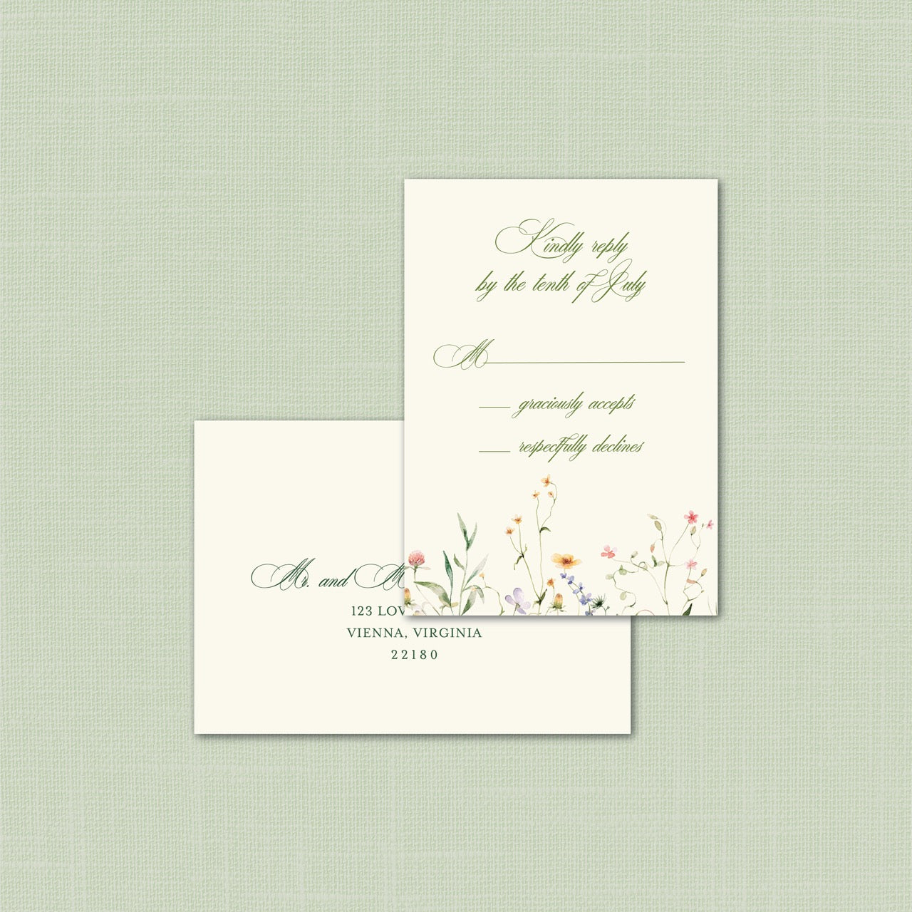 Wedding | Wildflower Collection | RSVP Card with Addressed Envelope