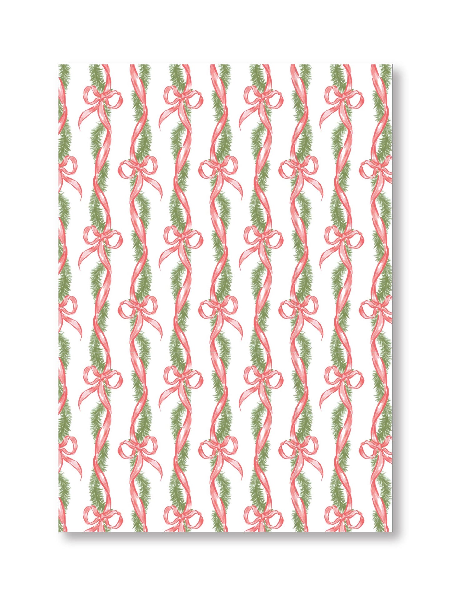 Holiday Photo Card | Garland with Red Ribbon