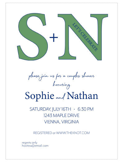 Wedding Party Invitation | Couples Shower | Big Initials