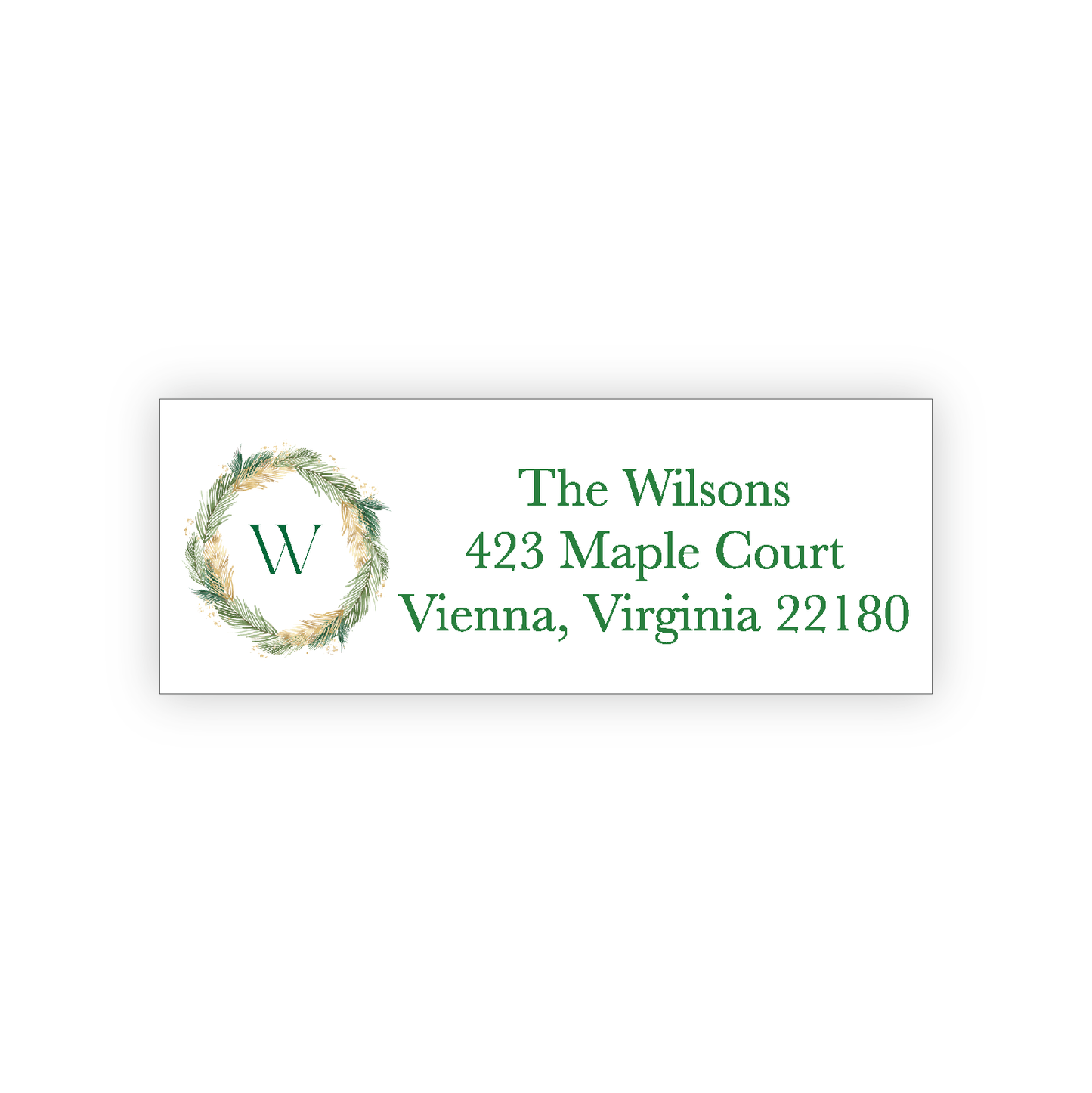 Holiday Address Label | Green and Gold Wreath