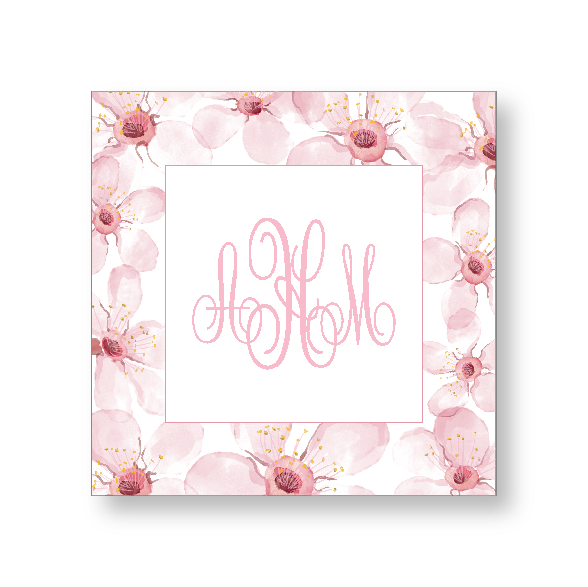 Gift Tag or Sticker | Cherry Blossom | Square Border