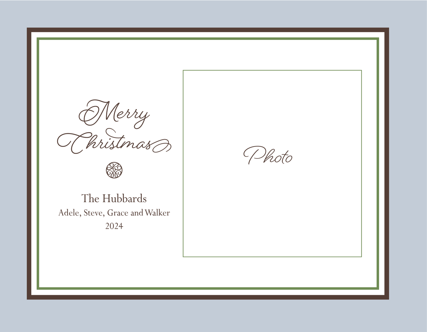 Holiday Photo Card | (Horizontal) Green and Brown Plaid