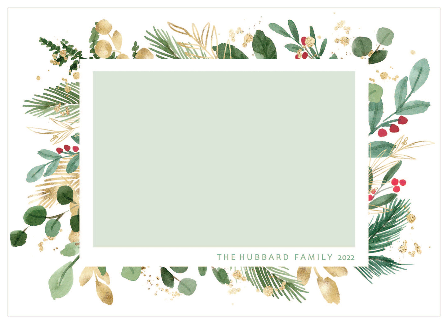 Holiday Photo Card | Gold & Greenery