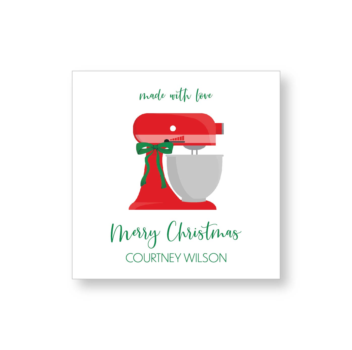 Holiday Gift Tag or Sticker | Green Bow Mixer