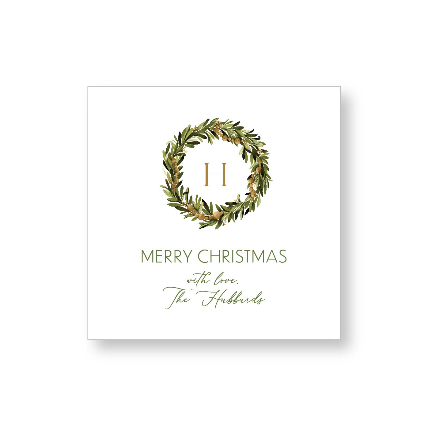 Holiday Gift Tag or Sticker | Gold Bead Garland