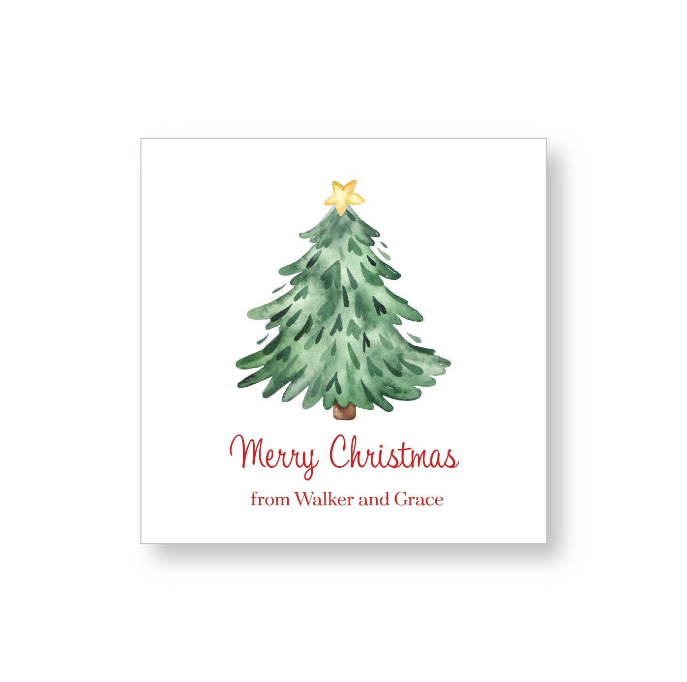 Holiday Gift Tag or Sticker | Happy Tree