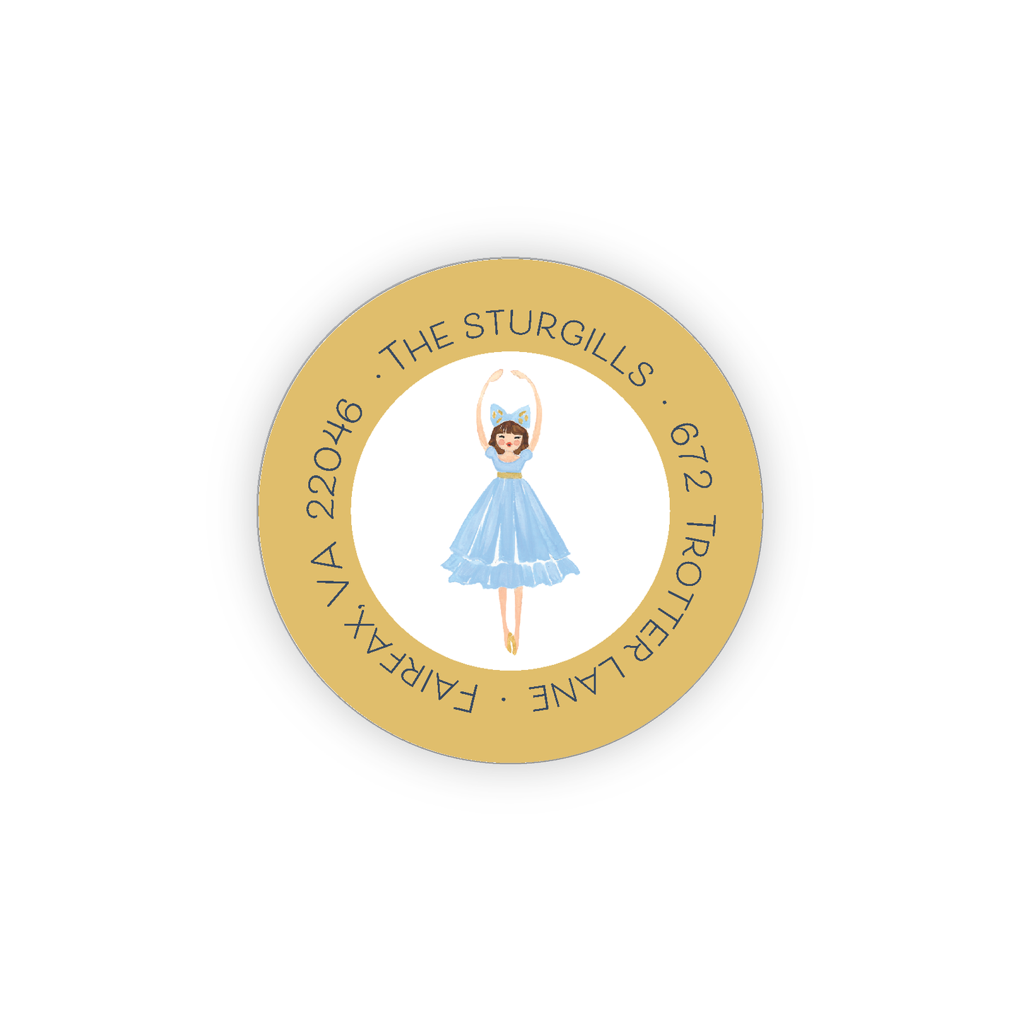 Round Address Label | Nutcracker Ballerina