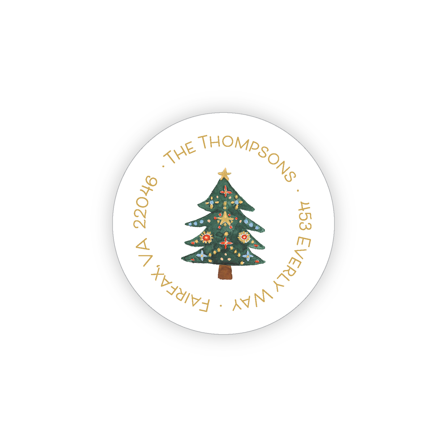 Round Address Label | Christmas Tree