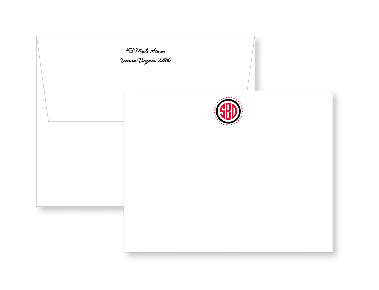 Circle Monogram Notecard | Dotted Circle (More Color Choices) - Paper & Gifts By Adele